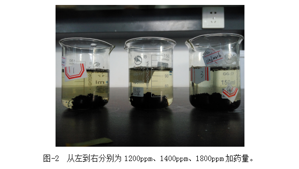 圖-2  從左到右分別為1200ppm、1400ppm、1800ppm加藥量